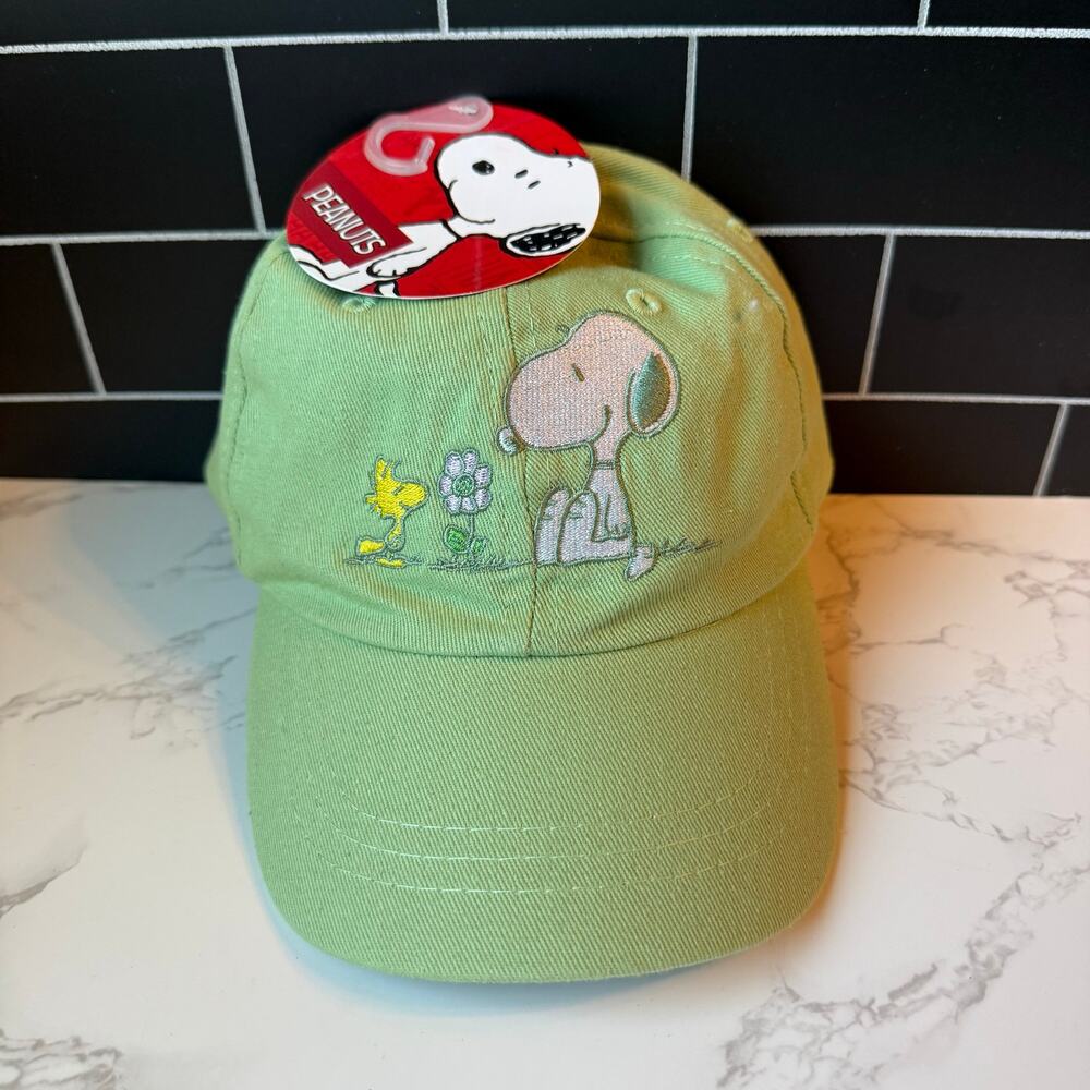 NWT Peanuts Snoopy Woodstock Toddler Green Baseball Hat Cap